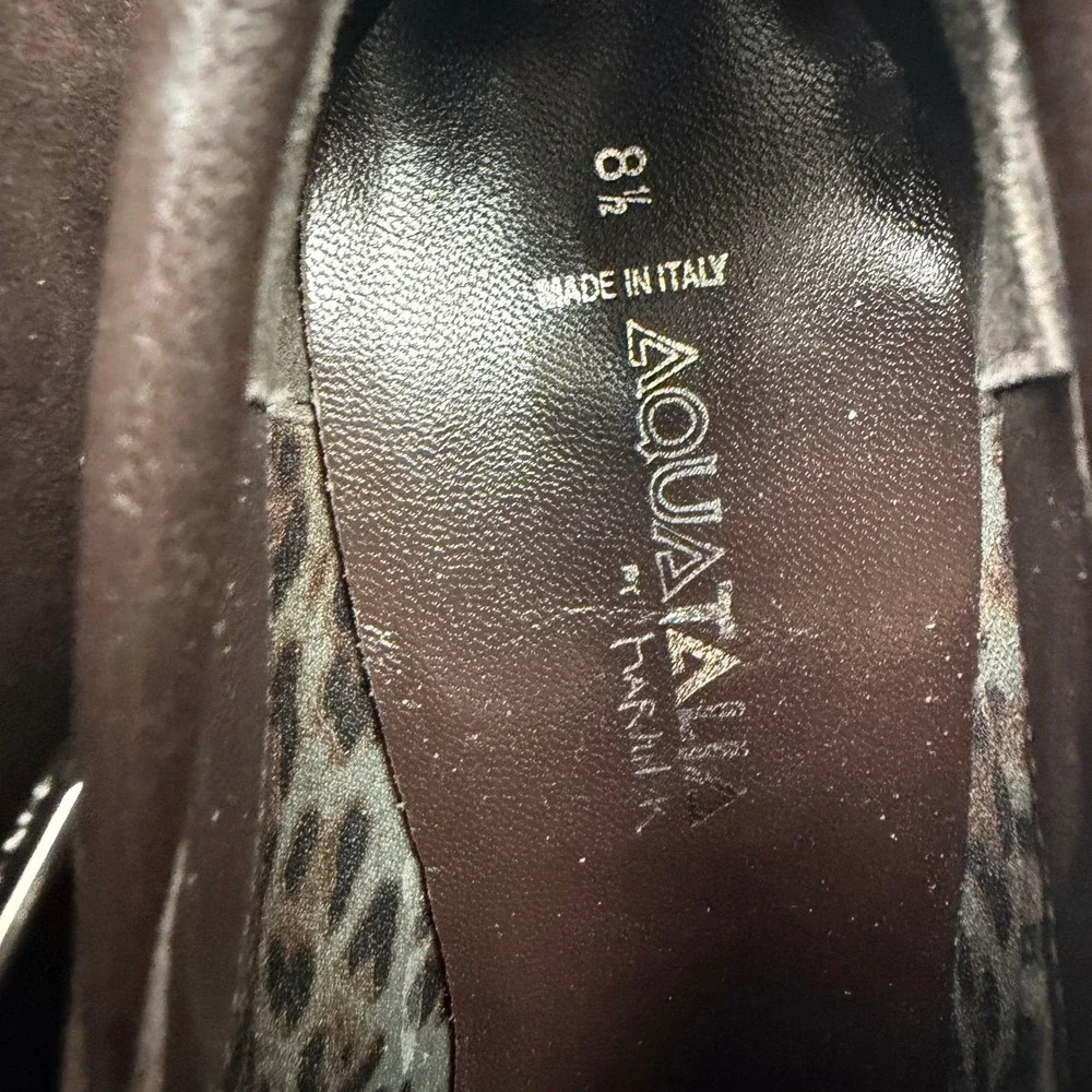 Aquatalia Marvin K Brown Suede Ankle Booties Side Zip Platform Heels Italy 8.5